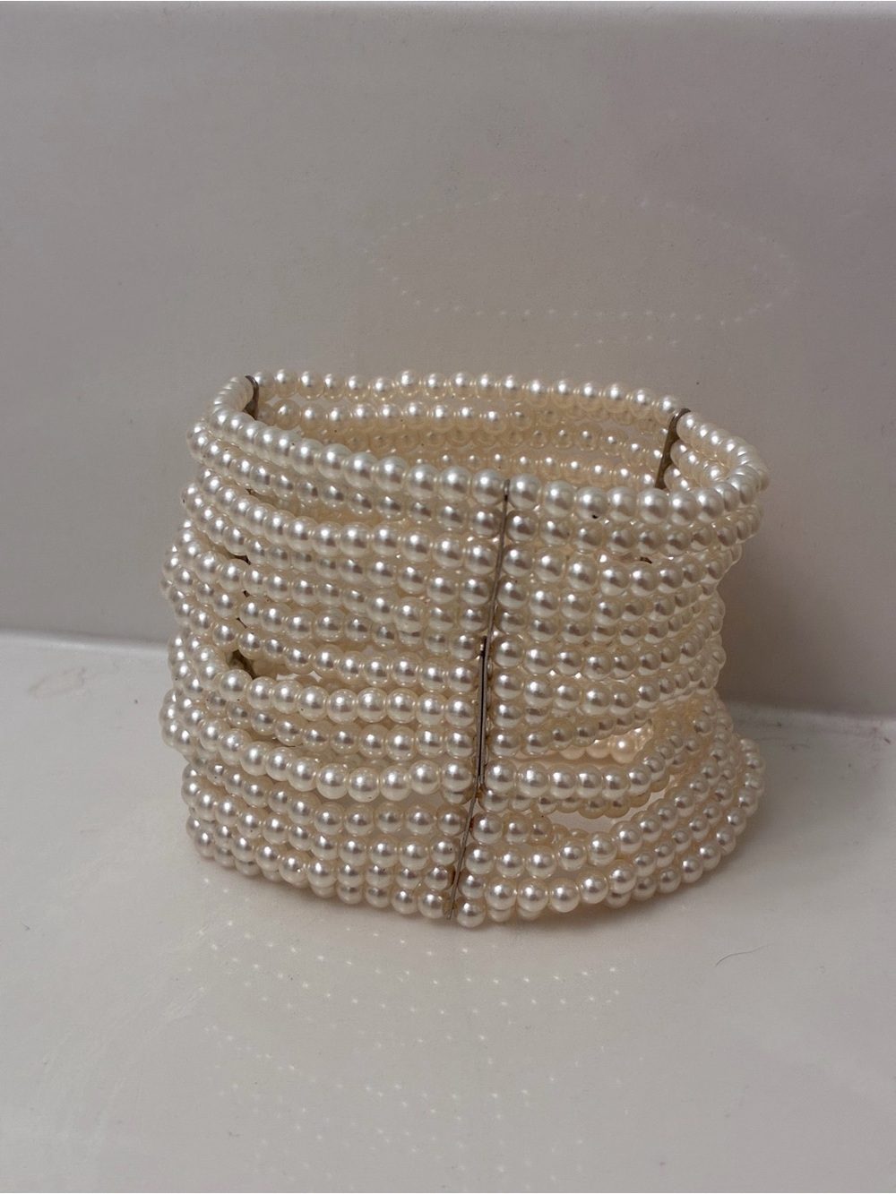Vintage Antique Multi-Strand Faux Pearl Cuff Bracelet